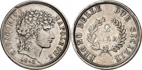 ITALIEN. 
NEAPEL & SIZILIEN. 
Joachim Murat 1808-1815. 2 Lire 1813. KM 258. . 

kl. Rf., ss