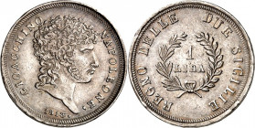 ITALIEN. 
NEAPEL & SIZILIEN. 
Joachim Murat 1808-1815. 1 Lire 1813. KM 257. . 

kl. Rf., vz