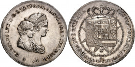 ITALIEN. 
TOSKANA. 
Carlo Lodovico di Borbone & Maria Luigia 1803-1807. 1 1/2 Francescone- 10 Lire 1803 Pisa. Beider drap. Brb. nebeneinander n. r. ...
