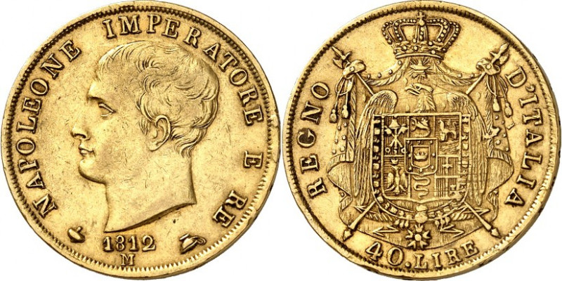 ITALIEN. 
KÖNIGREICH. 
Napoleon 1805-1814. GOLD 40 Lire 1812 M Mailand. F. 5, ...