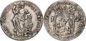 NIEDERLANDE. 
BATAVISCHE REPUBLIK. 
1 Gulden 1795 Gelderland, steh. Hollandia/ Gekr. Löwenwappen. Schulm.&nbsp; 89, KM&nbsp; 65.7. . 

ss