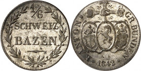 SCHWEIZ. 
GRAUBÜNDEN, Kanton. 
1/6 Batzen 1807, 1842 Bi. HMZ. 607 a,c, D-T. 187. (2). 

ss,St