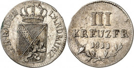 Baden.
Karl Friedrich, als Großherzog (1738-)1806-1811. 3 Kreuzer 1808. AKS 19, J. 2. .

kl.Schrf., ss