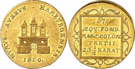 Hamburg, Stadt. 
Dukat 1810. AKS 7, J. 89, Fr. 1141. GOLD. 

ss-vz