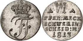 Mecklenburg/-Schwerin. 
Friedrich Franz I. (1785-)1806-1837. 6 Pfennige 1813. AKS 19, J. 14. . 

vz