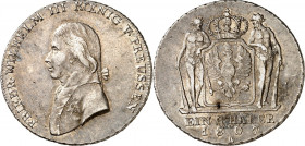 Preussen. 
Friedrich Wilhelm III. (1797-)1806-1840. Taler 1807 A Berlin, mit "V. PREUSSEN". AKS 10 Anm., J. 30, Th. 242Anm. R. 

ss+