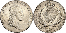 Sachsen, Königreich. 
Friedrich August I. (1763-)1806-1827. 1/3 Taler (1/4 Konv.-Taler) 1811. AKS 35, J. 19. . 

just.,vz