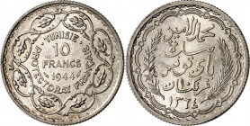 TUNESIEN. 
Französ. Protektorat 1881-1956. 10 Francs 1364 AH = 1944. KM&nbsp; 269. . 

R St