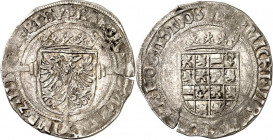 BELGIEN. 
BRABANT. 
Karl (V., Kaiser 1519-1556) 1506-1555. Real o.J. (1544-46) Mzz. Kreuz, Geldern. Gekr. Wappen&nbsp;/ Gekr. 16-feldr. Wappen auf B...
