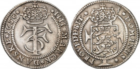 DÄNEMARK. 
KÖNIGREICH. 
Frederik III. 1648-1670. Krone 1658 Kopenhagen. Gekr. Monogramm / Gekr. Wappen. Hede&nbsp; 95A, Dv. 3574. . 

berieben, ss...