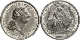 FRANKREICH. 
Louis XVI. 1774-1792. Medaille 1793 (nach Loos, sign. W.M.) a. s. Hinrichtung, am 21. Januar. Kopf m. Zypressenkranz n.r. / PLEURES ET V...