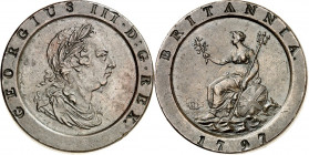 GROSSBRITANNIEN. 
ENGLAND. 
George III. 1760-1820. Cu-Twopence ("Cartwheel") 1797. Sb.&nbsp; 3776. . 

min. Rf.,vz