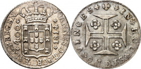 PORTUGAL. 
Joao VI. 1799-1816. 400 Reis 1814 Gekr. Wappen&nbsp;/ Fußkreuz. KM&nbsp; 331. . 

vz-