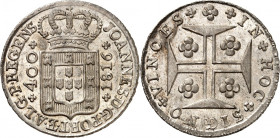 PORTUGAL. 
Joao VI. 1799-1816. 400 Reis 1816 Gekr. Wappen&nbsp;/ Fußkreuz. KM&nbsp; 331. . 

vz--St