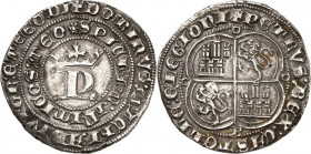 SPANIEN. 
KÖNIGREICH. 
Pedro I. 1350-1369. Real o. J. Burgos. Gekr. Monogramm P* in dopp. Schriftkreis / Wappen in Vierpaß, unten Mzz. B. Cy. CC&nbs...