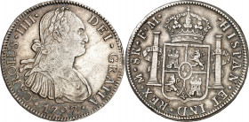 SPANIEN. 
KÖNIGREICH. 
Carlos IV. 1788-1808. 8 Reales 1797 F-M Mexico. CC.&nbsp; 13897, KM&nbsp; 109 (Mexico). . 

l Rf.,, ss+