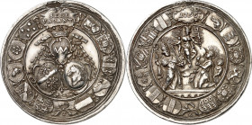 Würzburg, Bistum. 
Sedisvakanz 1795. Medaille 1795 (v. J.P. Werner) 3 Wappen unter Krone, umher 10 Wappen / Madonna über 3 Heiligen (Kilian, Colonat,...