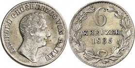 Baden. 
Leopold 1830-1852. 6 Kreuzer 1835. AKS 100, J. 46b. . 

ss
