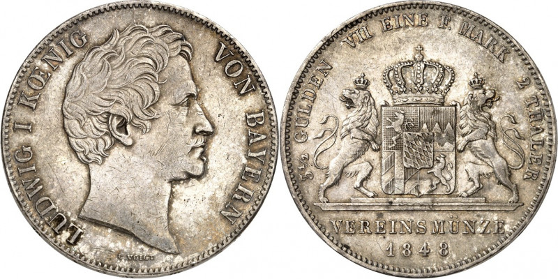 Bayern. 
Ludwig I. 1825-1848. Doppeltaler 1848. AKS 74, J. 65, Th. 74, Dv. 589....