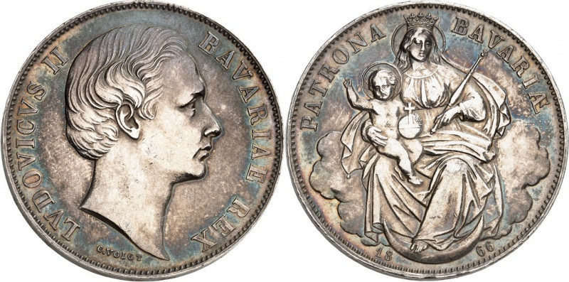 Bayern. 
Ludwig II. 1864-1886. Vereinstaler 1866 Kopf ohne Scheitel. AKS 174, J...