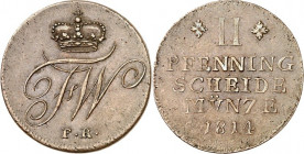 Braunschweig. 
Friedrich Wilhelm 1806-1815. Cu-2 Pfennige 1814. AKS 16, J. 206a. . 

vz