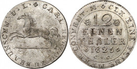 Braunschweig. 
Karl II., selbstständig 1824-1830. 1/12 Taler (1/16 Konv.-Taler) 1825 mit Titel .U.L., AKS 58, J. 237b. . 

vz-St