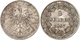 Frankfurt. 
Doppelgulden 1847 Adler. AKS 5, J. 28, Th. 132. . 

ss+