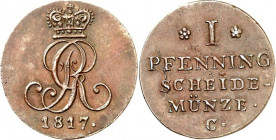 Hannover, Kgr.. 
Georg III. (1760-)1815-1820. Cu-1&nbsp;Pfennig 1817 C. AKS 25, J. 7. . 

vz