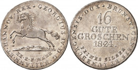 Hannover, Kgr.. 
Georg IV. 1820-1830. 16 Gute Groschen Feinsilber 1824. AKS 38, J. 23h/a. . 

vz