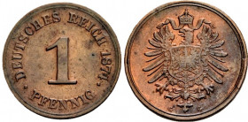 KAISERREICH-Kleinmünzen. 
1&nbsp;Pfennig 1874G Cu. Alter Adler. J. 1. . 

vz
