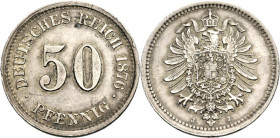 KAISERREICH-Kleinmünzen. 
50&nbsp;Pfennig 1876J Alter Adler. J. 7. . 

vz