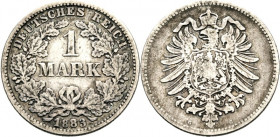 KAISERREICH-Kleinmünzen. 
1 Mark 1883G Alter Adler, geschlossene 2.Acht. J. 9. . 

s