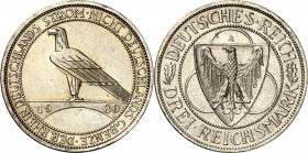 WEIMARER REPUBLIK. 
GEDENKMÜNZEN. 
3 Reichsmark 1930A Rheinstrom. J. 345. . 

l.Rf.,vz