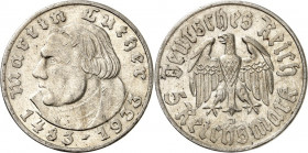 DRITTES REICH. 
GEDENKMÜNZEN. 5 Reichsmark 1933J Luther. J. 353. . 

ss