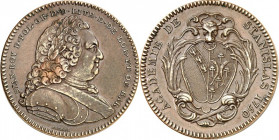 EUROPA. 
POLEN. 
Stanislaus I. Leszczynski 1706-1709. Jeton "1750" (1860-1879) (v. Borrel) d. Akademie Stanislas NANCY. Brb. im Harnisch mit Schärpe...