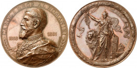 EUROPA. 
RUMÄNIEN. 
Carol I. 1866-1914. Medaille 1891 (v. A. Scharff) a.s. 25-jähr. Regierungsjubiläum. Brb. in Uniform und Mantel n.l. / NIHIL SINE...