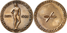 DEUTSCHE STÄDTE. 
Alphabetisch. 
BERLIN. Prämienmedaille 1928 (o.&nbsp;Sign.) d. VI.&nbsp;Berliner Turn- u. Sportwoche, am 3.-10. Juni, gewidmet v.O...