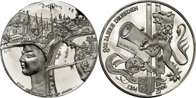 DEUTSCHE STÄDTE. 
Alphabetisch. 
DRESDEN. Medaille 2005 (v. P.-G. Güttler, R. Exner, 1. Dresdner Medaillenmünze) a.d. 800jährige Stadtjubiläum. Kopf...