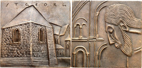 MEDAILLEURE des XIX. bis XXI. Jh.. 
DEUTSCHLAND zeitgenössisch nach 1945. 
MOOS, Helmut *1931 Beuel. Plakette, zweiseitig 1977 St. Georg, Bronzeguss...