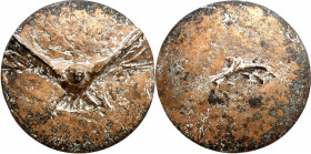 MEDAILLEURE des XIX. bis XXI. Jh.. 
FINNLAND. 
VIITASALO, Piirkko *1946 Lahti. Medaille 2003. Friedenswunsch. Taube im Anflug v.v. / Zweig. Bronzegu...
