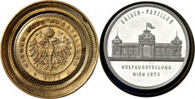 MEDAILLEURE des XIX. bis XXI. Jh.. 
ÖSTERREICH. 
SCHARFF, Anton *1845 Wien +1903 Brunn am Gebirg. Medaille 1873 WELTAUSSTELLUNG WIEN. Büste des Kais...