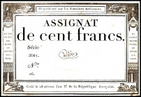 FRANKREICH. 
Assignaten. 
I. Republik. 100 Francs 18 Nivose An III (7.1.1795) Schwarz. Pi. A78. . 

III