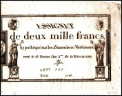 FRANKREICH. 
Assignaten. 
I. Republik. 2000 Francs 18 Nivose An III (7.1.1795) schwarz. Pi. A81. . 

III
