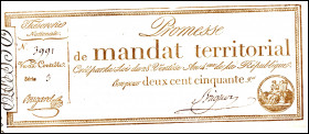 FRANKREICH. 
Assignaten. 
I. Republik. 250 Francs 28 Ventose An IV (18.3.1796), mandats territorial mit/ S\'e9rie oliv. Pi. A85b. . 

oben beschni...