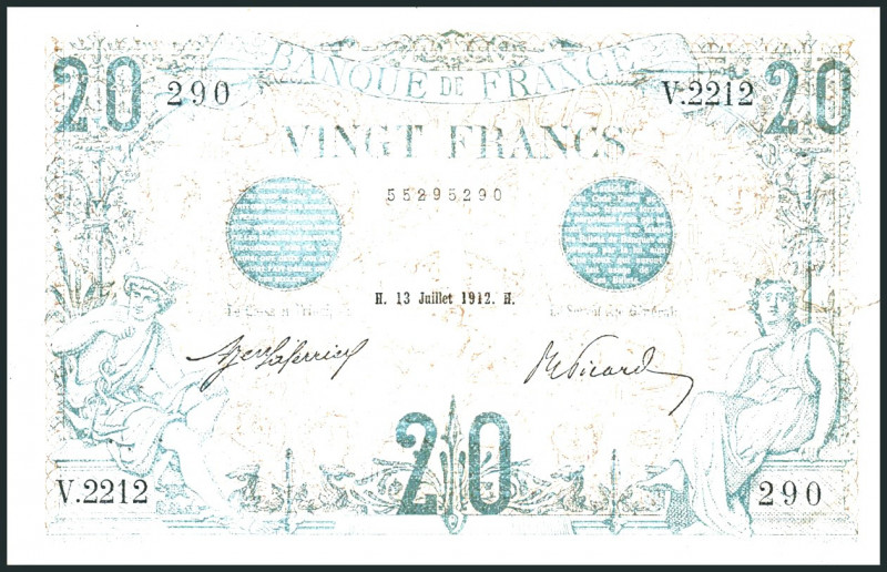 FRANKREICH. 
III. Republik - 1870-1940. 
20 Francs 13.7.1912. Pick&nbsp; 68b. ...