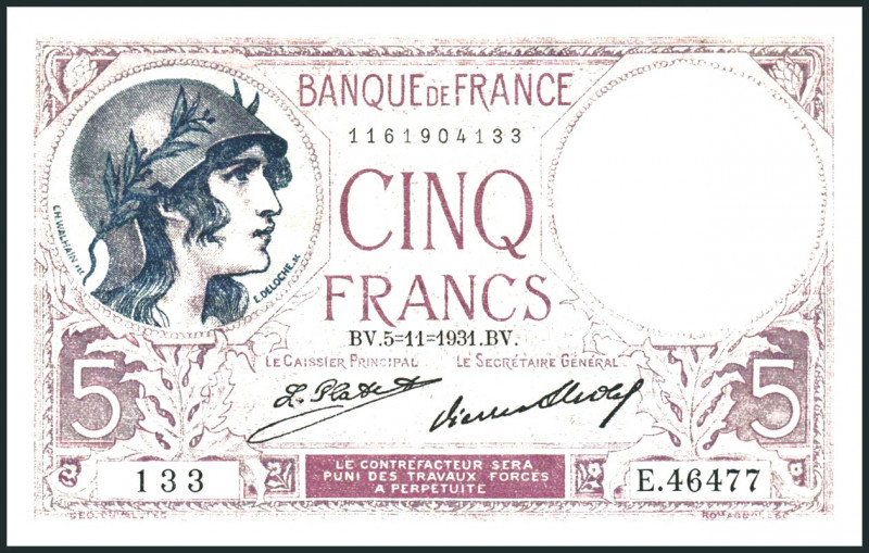 FRANKREICH. 
III. Republik - 1870-1940. 
5 Francs 5.11.1931. Pick&nbsp; 72d. ....