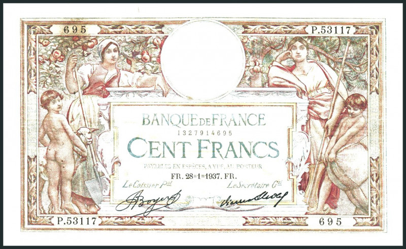 FRANKREICH. 
III. Republik - 1870-1940. 
100 Francs 28.1.1937. Pick&nbsp; 78c....