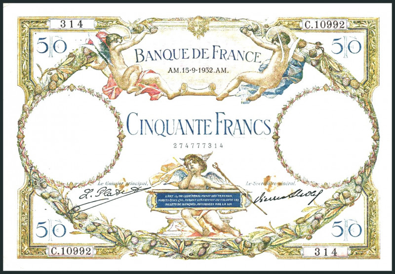FRANKREICH. 
III. Republik - 1870-1940. 
50 Francs 15.9.1932. Pick&nbsp; 80a. ...