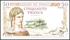 FRANKREICH. 
III. Republik - 1870-1940. 
50 Francs 14.8.1935. Pick&nbsp; 81. . 

III+