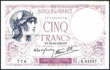 FRANKREICH. 
III. Republik - 1870-1940. 
5 Francs 19.10.1939. Pick&nbsp; 83. . 

III-